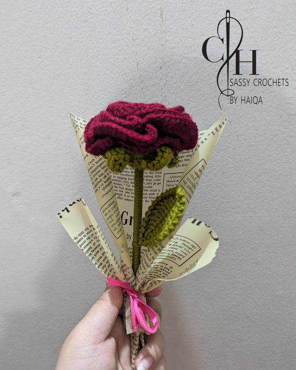 Handmade Single Crochet Rose with Vintage Wrap