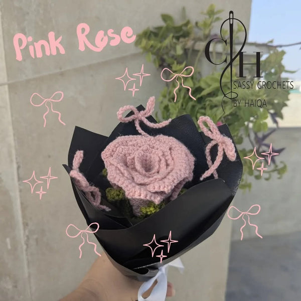 Soft Pink Crochet Rose Bouquet – Minimal Aesthetic Gift