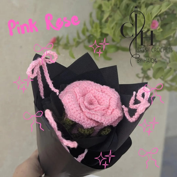 Blossom Pink Crochet Rose Bouquet – Handmade Minimal Gift